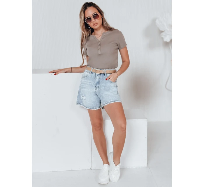 Dámská žebrovaná halenka LOOK hnědá Dstreet model 21988801 - FashionStreet