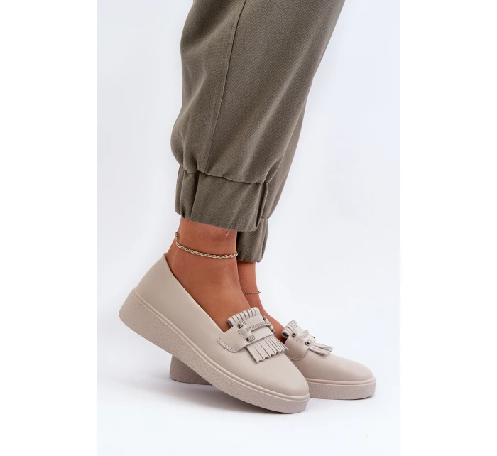 Lehké Dámské Mokasíny Kožené Na Platformě Beige model 21655865 - S.Barski