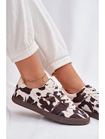 Dámské tenisky s nášivkami Big Star TT274369 Bílá-hnědé