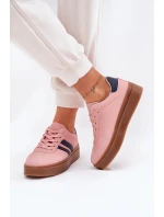 Dámské tenisky na platformě z eko kůže Ediriella – růžové Dámské tenisky na platformě z eko kůže Ediriella – růžové