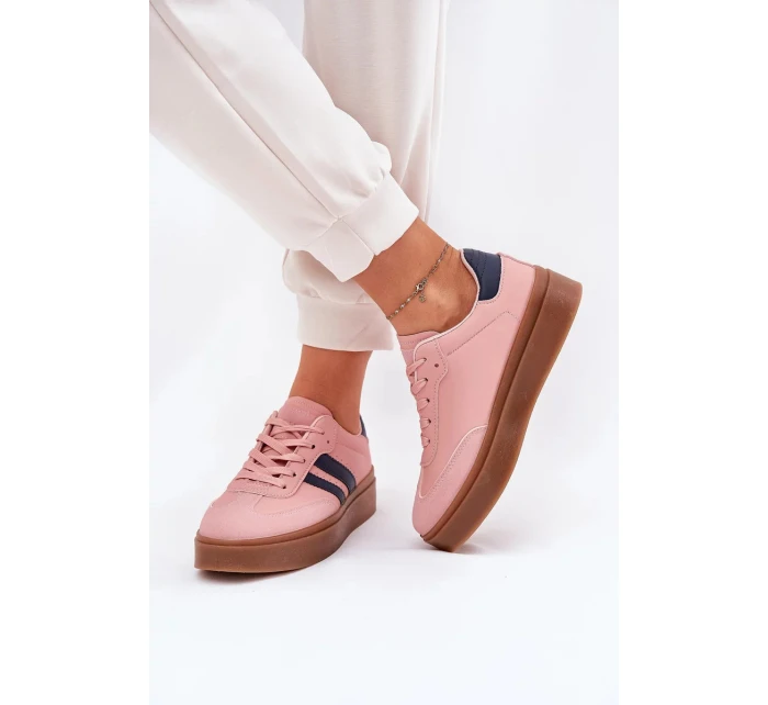 Dámské tenisky na platformě z eko kůže Ediriella – růžové Dámské tenisky na platformě z eko kůže Ediriella – růžové