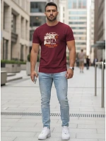Pánské tričko VINTAGE CAR s potiskem FashionStreet maroon NX5082R