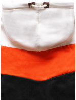 Bílo-oranžovo-černá hrubší trojbarevná dámská mikina (2303)
