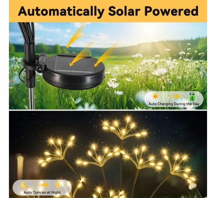 SOLÁRNÍ LUCERNA DMYCHADLO STROM OHŇOSTROJE 72CM 60 VEDL