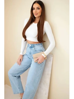 Dámské džíny s vysokým pasem a volnou nohavicí