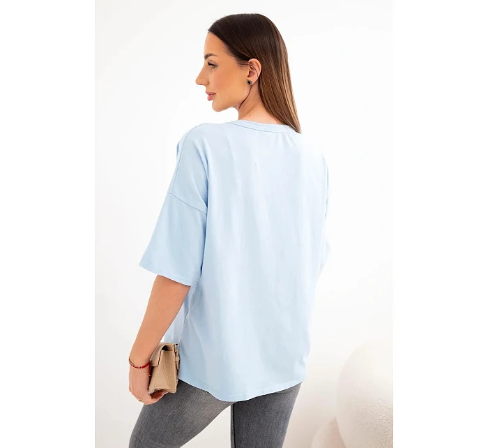 Dámská bavlněná oversize halenka s květinovým potiskem modrá