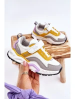 Dětská sportovní obuv se suchým zipem Big Star model 21609010 Bílá a žlutá - Big Star Shoes Dětská sportovní obuv se suchým zipem Big Star model 21609010 Bílá a žlutá - Big Star Shoes