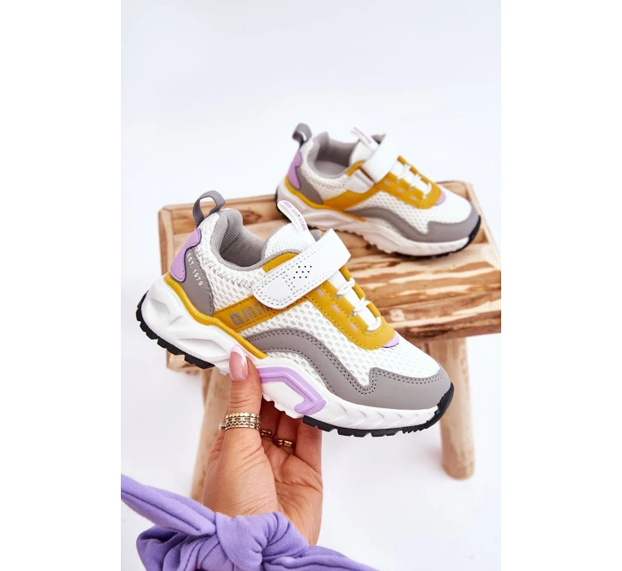 Dětská sportovní obuv se suchým zipem Big Star model 21609010 Bílá a žlutá - Big Star Shoes Dětská sportovní obuv se suchým zipem Big Star model 21609010 Bílá a žlutá - Big Star Shoes
