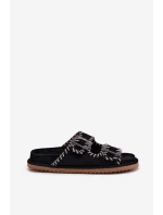 Dámské Pantofle S Přezkami A Dekorativním Švem Černé Visley Dámské Pantofle S Přezkami A Dekorativním Švem Černé Visley