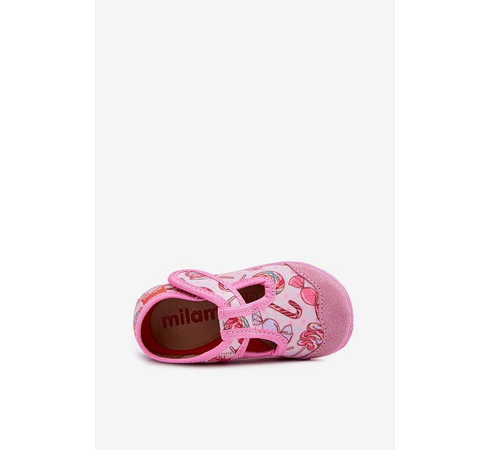 Dětské pantofle Milami na suchý zip Růžové Jasimrra