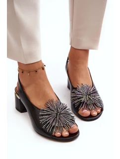 Kožené sandály s ozdobou Laura Messi 2719 Black