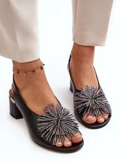 Kožené sandály s ozdobou Laura Messi 2719 Black