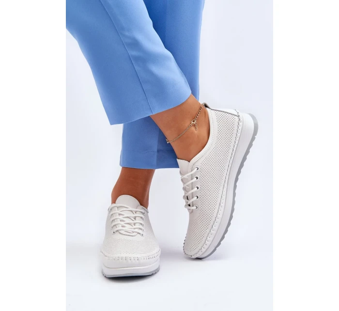 Dámské kožené sportovní boty tenisky bílé Lalnai Dámské kožené sportovní boty tenisky bílé Lalnai