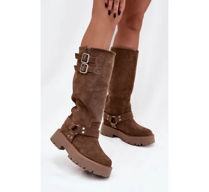 Dámské kozačky Helisse – černé, s pásky a stříbrnými přezkami Dámské kozačky Helisse – černé, s pásky a stříbrnými přezkami