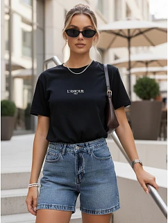 Dámské tričko oversize s výšivkou PARISSTEN černá FashionStreet RY2885