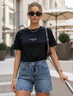 Dámské tričko oversize s výšivkou PARISSTEN černá FashionStreet RY2885