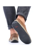 Kožené polobotky Rieker M RKR528 hnědé s ažurovým vzorem