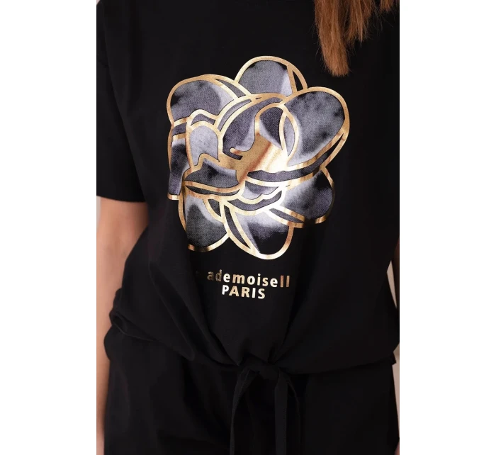 Sada s potiskem new punto halenkové + šortky černý Sada s potiskem new punto halenkové + šortky černý