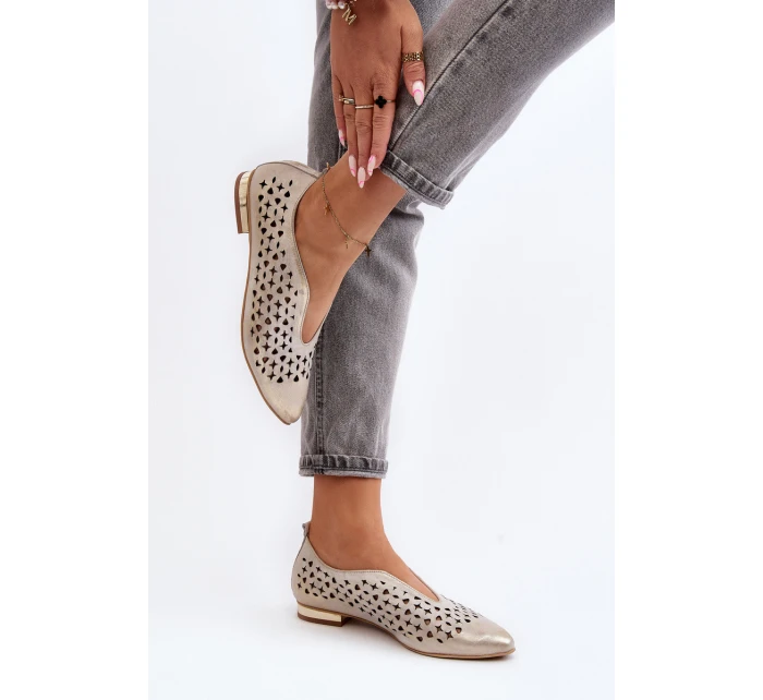 balerínky z přírodní kůže Zlaté model 21646359 - Zazoo