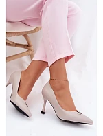 Lodičky Vinceza s ozdobným detailem Světle šedé Lodičky Vinceza s ozdobným detailem Světle šedé