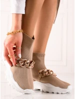 Trendy hnědé dámské tenisky bez podpatku Trendy hnědé dámské tenisky bez podpatku