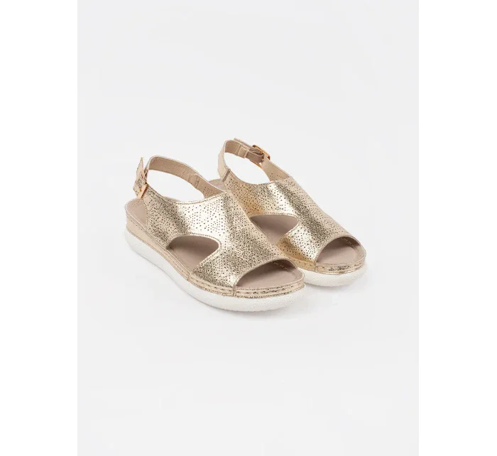 Zajímavé dámské  sandály zlaté platforma
