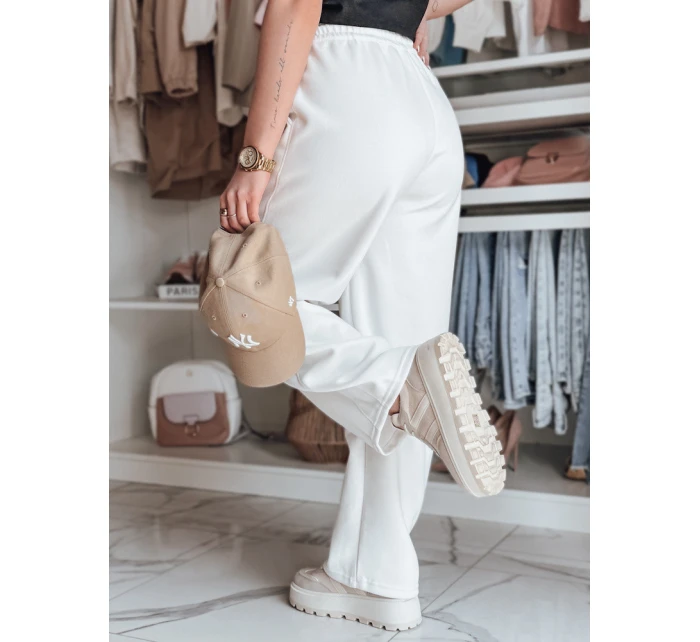 Dámské tepláky se širokými nohavicemi DRESMOOD PREMIUM ecru FashionStreet UY2687 Dámské tepláky se širokými nohavicemi DRESMOOD PREMIUM ecru FashionStreet UY2687