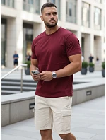 Pánské klasické vínové tričko FashionStreet RX5677