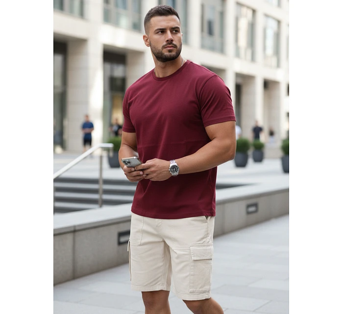 Pánské klasické vínové tričko FashionStreet RX5677