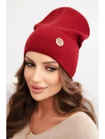 Dámská čepice z modalu a viskózy s ozdobným knoflíkem bordová Dámská čepice z modalu a viskózy s ozdobným knoflíkem bordová