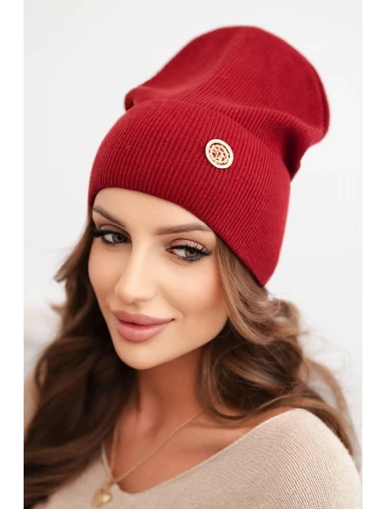 Dámská čepice z modalu a viskózy s ozdobným knoflíkem bordová Dámská čepice z modalu a viskózy s ozdobným knoflíkem bordová