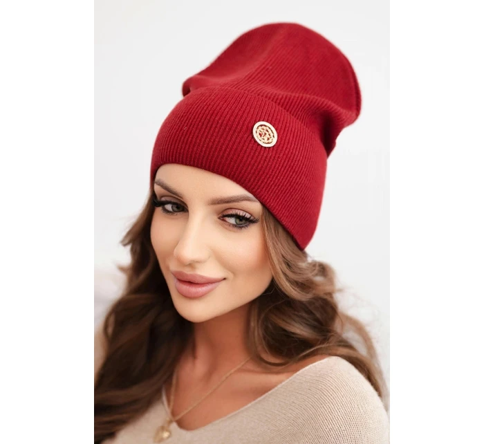 Dámská čepice z modalu a viskózy s ozdobným knoflíkem bordová Dámská čepice z modalu a viskózy s ozdobným knoflíkem bordová