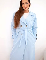 Dámský kabát v pase s límcem modrý