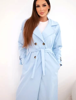 Dámský kabát v pase s límcem modrý