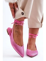 Dámské baleríny s kamínky zdobené růžové model 21629418 - Boto