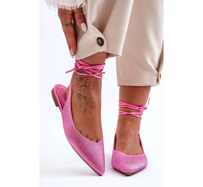 Dámské baleríny s kamínky zdobené růžové model 21629418 - Boto