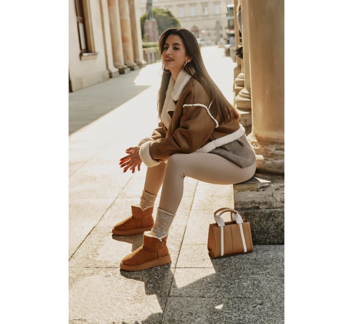 Kožené Semišové Sněhule S Kožešinou Vinceza 97951 Camel