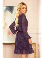 vzdušné šifonové dámské šaty s dekoltem a se vzorem model 11789379 - numoco