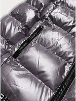 Dámská metalická šedá bunda s kapucí (xw808x) Dámská metalická šedá bunda s kapucí (xw808x)