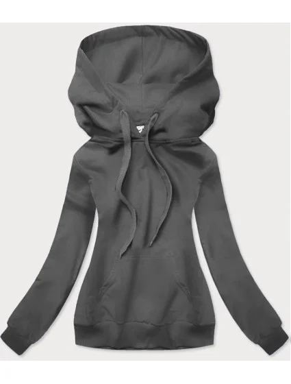 Tmavě šedá tenká dámská mikina s kapucí (wb11001-5)