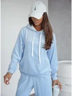 Světle modrý dámský velurový teplákový komplet s lampasy model 20980113 - Moon