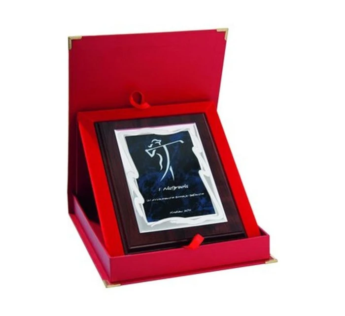 Plastový diplom s vyrytou kovovou destičkou + pouzdro