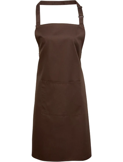 Premier PR 154 Zástěra s laclem a kapsou na břiše "Colours" 39.0154 brown