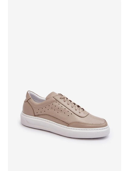 Pánské kožené sportovní boty model 21641487 béžové - Zazoo