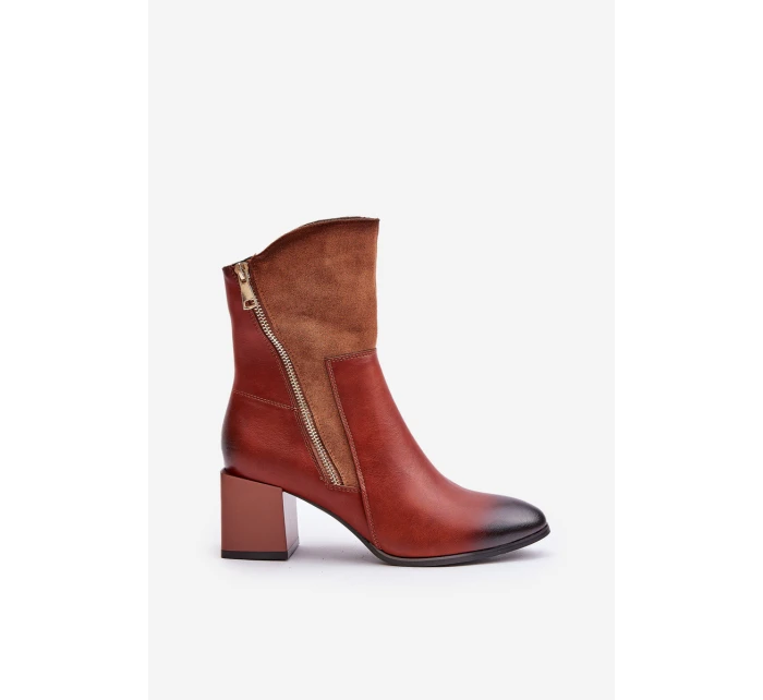 Zateplené dámské botky na podpatku hnědé Relabina Zateplené dámské botky na podpatku hnědé Relabina