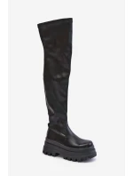 Kozačky Po Kolena Na Masivní Platformě Černé Zinera