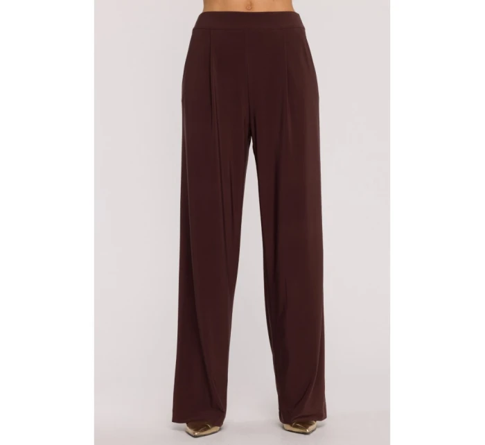 M890 Souprava s projmutým topem a širokými kalhotami - hnědá