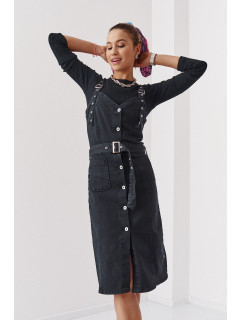 Černé džínové šaty s nastavitelnými ramínky