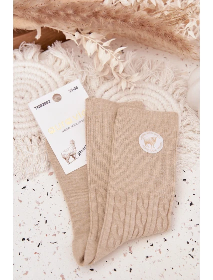 Dámské dlouhé vlněné ponožky – béžové