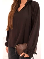 Dámská blůza z viskózy tmavě hnědá - FPrice